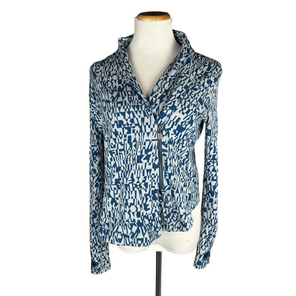 Oiselle Jacquard Merino Wool Asymetrical Sweater Jacket Size‎ 8